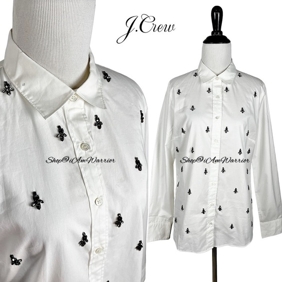 J.Crew Collection NWT jeweled cluster button down shirt *shop@iamwarrior - Picture 4 of 8